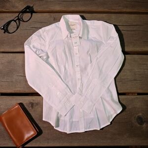 Lucky Brand White Peplum Button-up Blouse Top Small Cotton NWT